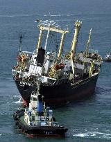 Cargo ship runs aground on rocks off Ehime Pref.